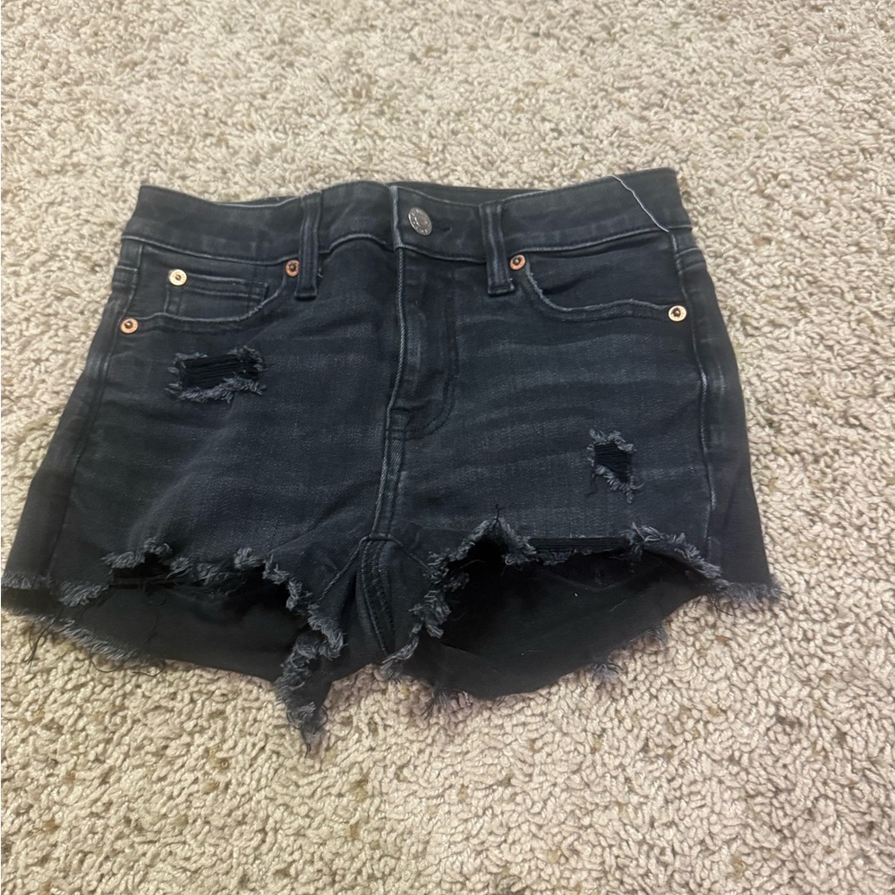 American Eagle Black Distressed Jean Shorts